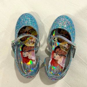 Disney Princess light blue glitter shoes with cute heel toddler size 8